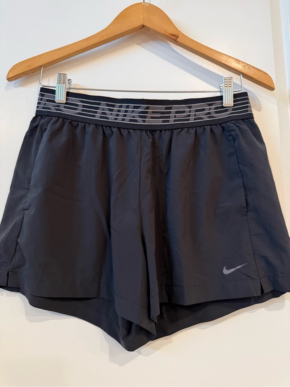 Nike Pro Women’s Black Athletic Running Shorts with Logo Band